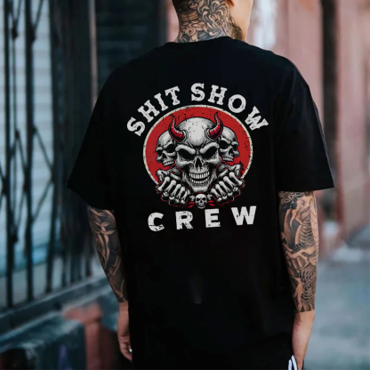 SHIT SHOW CREW Devil Skeleton Print Men's T-shirt
