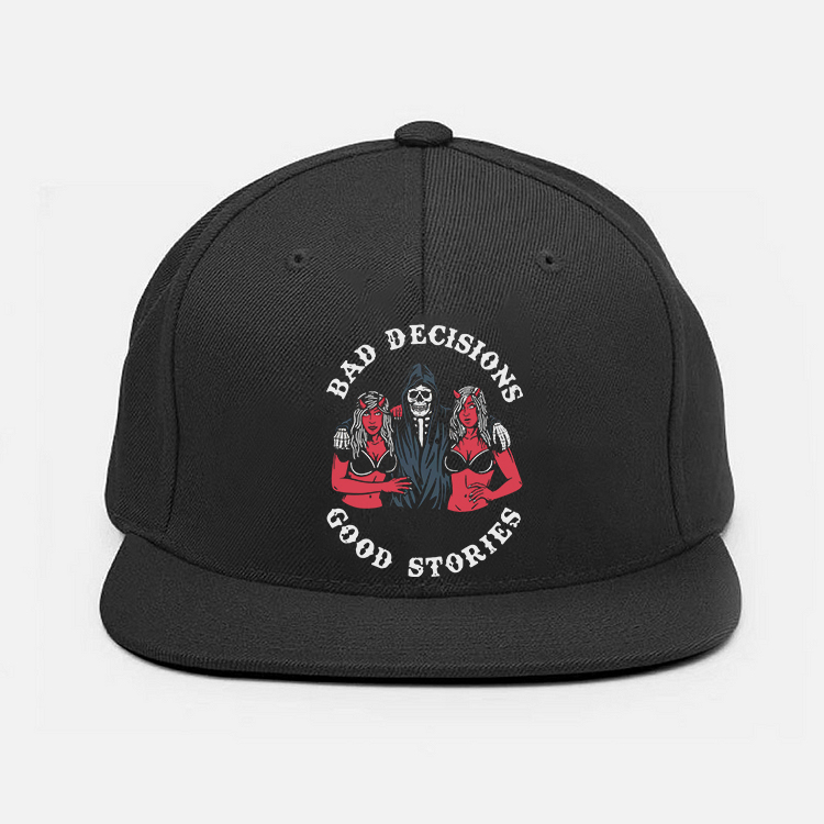 BAD DICISIONS GOOD STORIES Skeleton With Sexy Lady Fashion Cap
