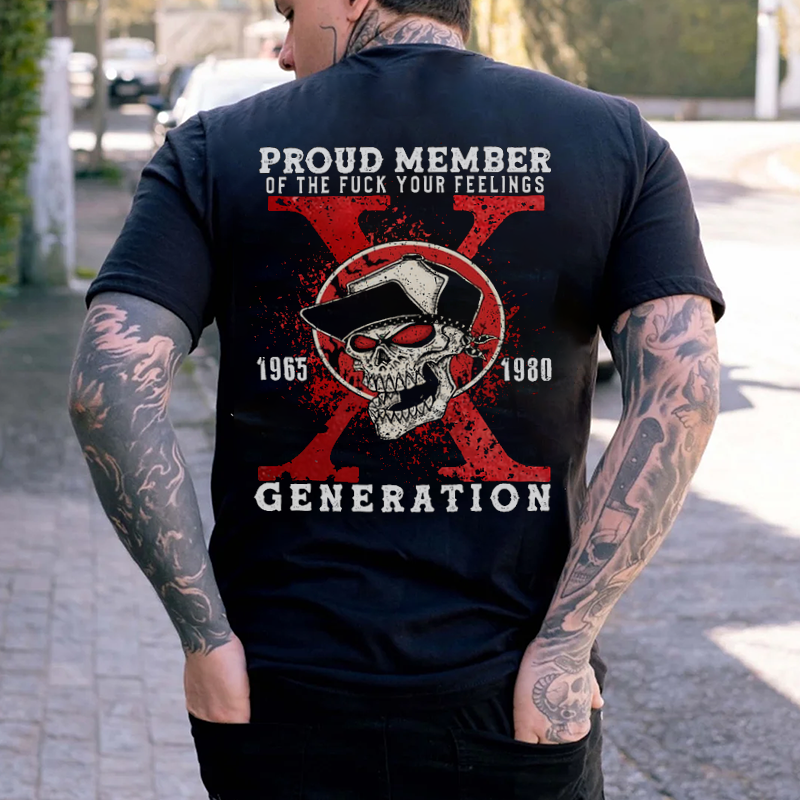 PROUD MEMBER GENERATION Skull Print Men's T-shirt