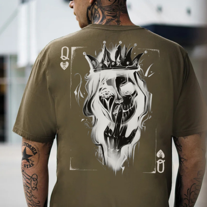 Queen Of Cards White Print T-shirt