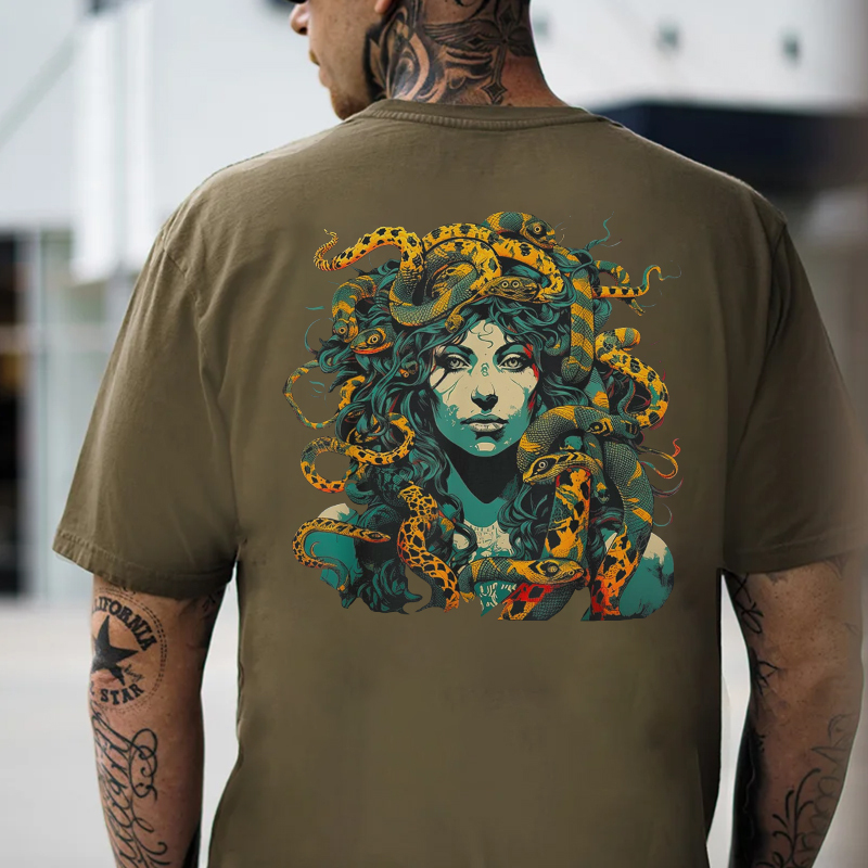 Gothic Queen with Snakes Black Print T-Shirt