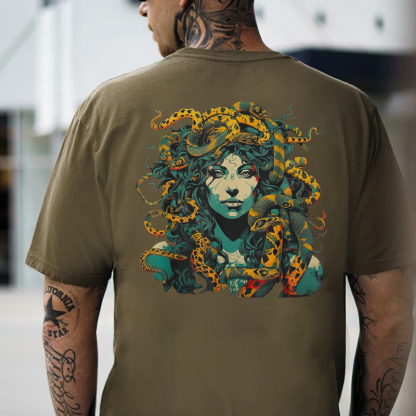 Gothic Queen with Snakes Black Print T-Shirt
