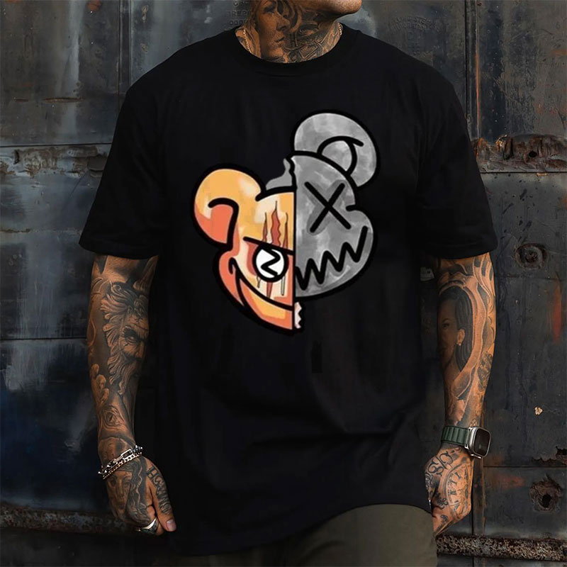 Evil Teddy Bear Emoji Print T-Shirt