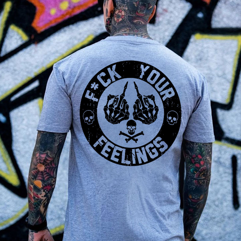 FUCK YOUR FEELINGS Bone Hand Print Men's T-Shirt