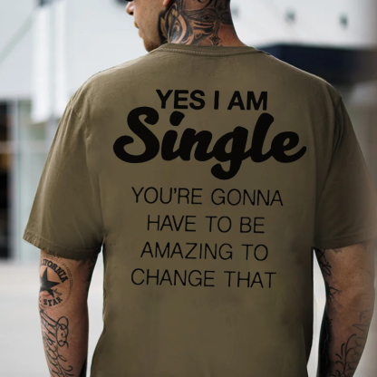 YES I AM SINGLE Black Print T-Shirt