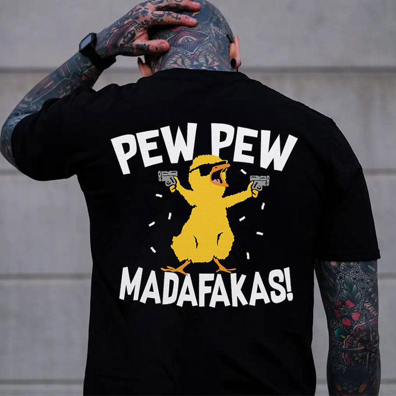 PEW PEW MADAFAKAS Yellow Duck Print Men's T-Shirt