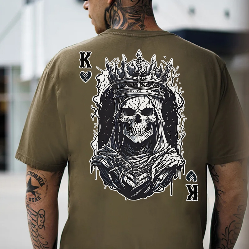 Poker K Skeleton King Print Men's T-Shirt