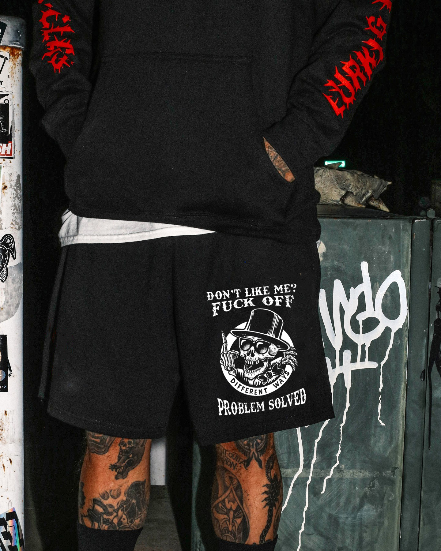 DON'T LIKE ME FUCK OFF Skeleton Print Men's Shorts