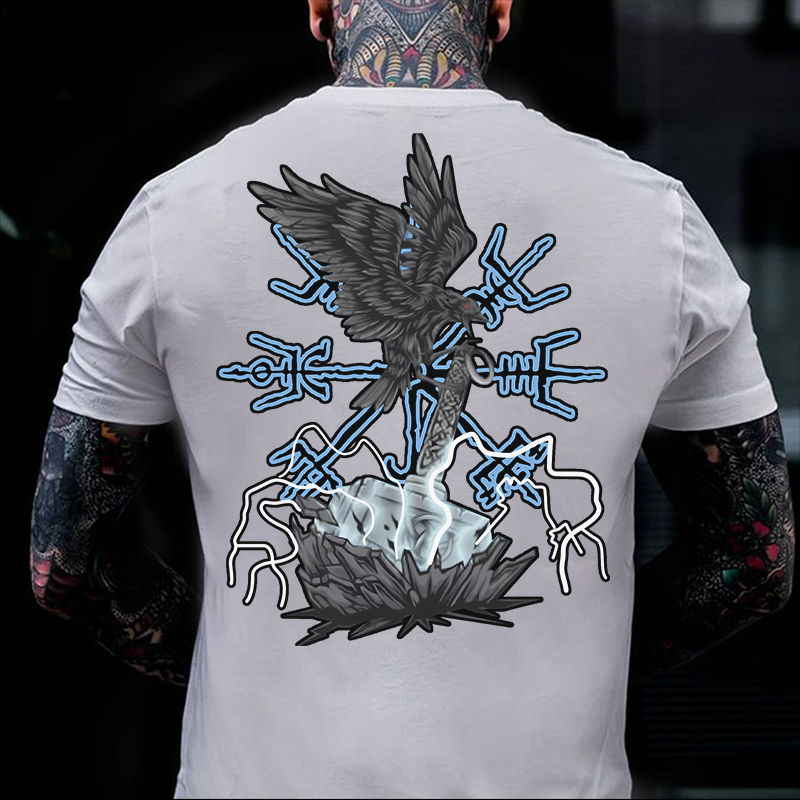 Runes Crow Print Men's T-Shirt