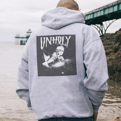 UNHOLY Nun Smoking Dark Style Black Print Hoodie