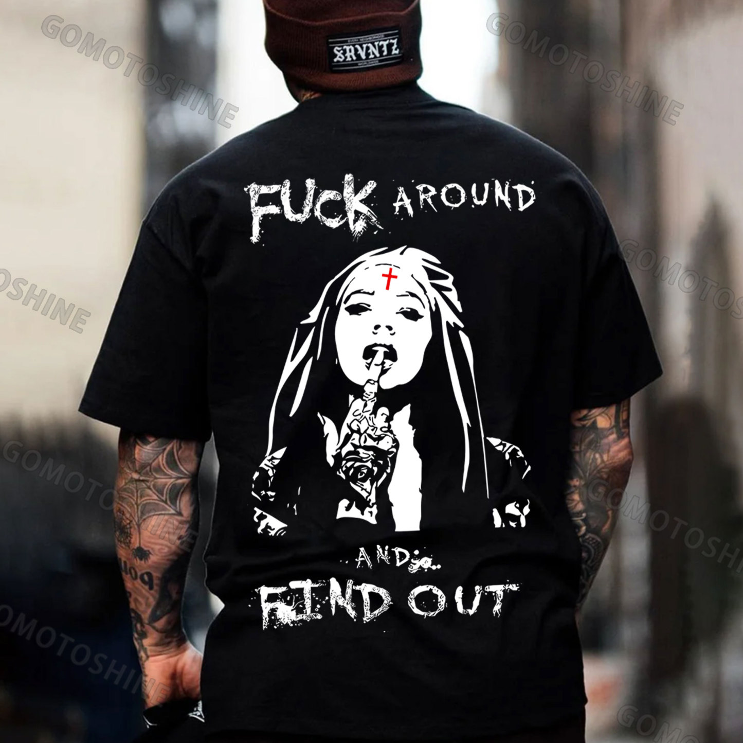 FUCK AROUND AND FIND OUT Defiant Nun Print Men's T-Shirt