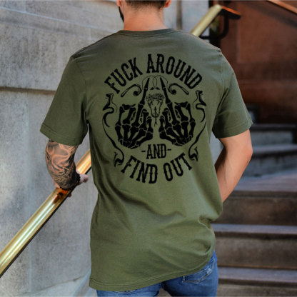 FUCK AROUND AND FIND OUT Bones Black Print T-shirt