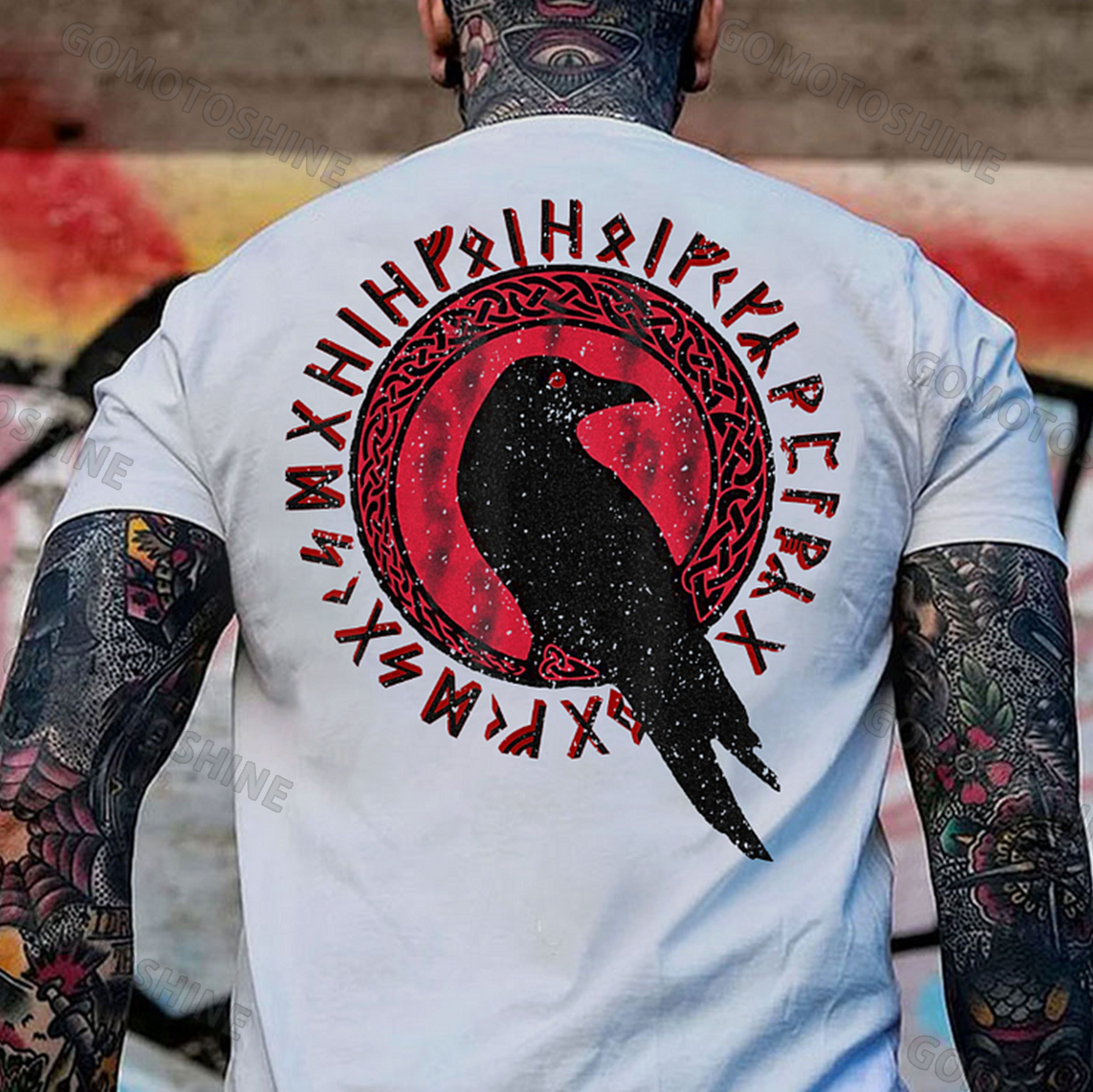 Runes Crow Print Men's T-Shirt
