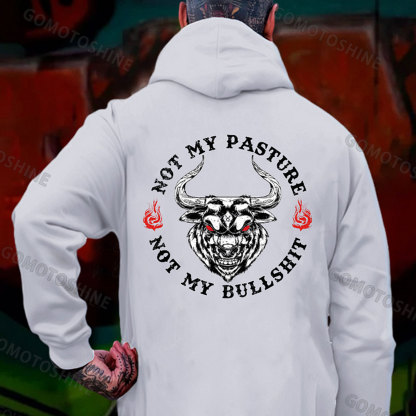 NOT MY PASTURE NOT MY BULLSHIT Bull Print Men's Hoodie