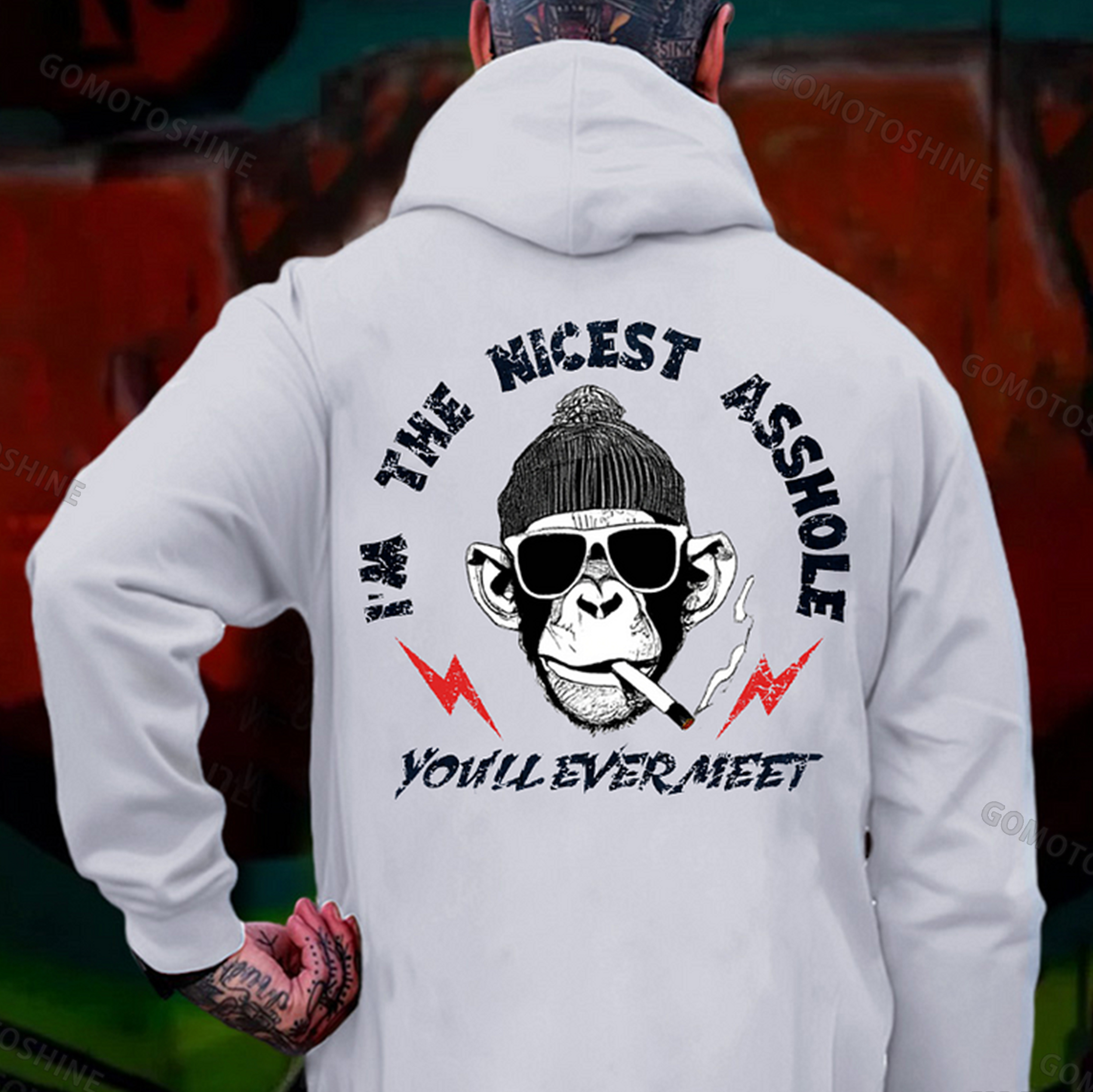 I'M THE NICEST ASSHOLE Monkey Print Men's Hoodie