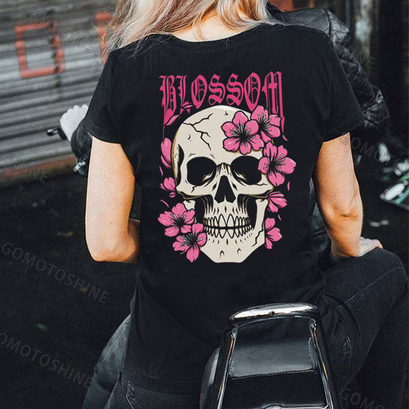 BLOSSOM Skull&Flower Print Women's T-shirt