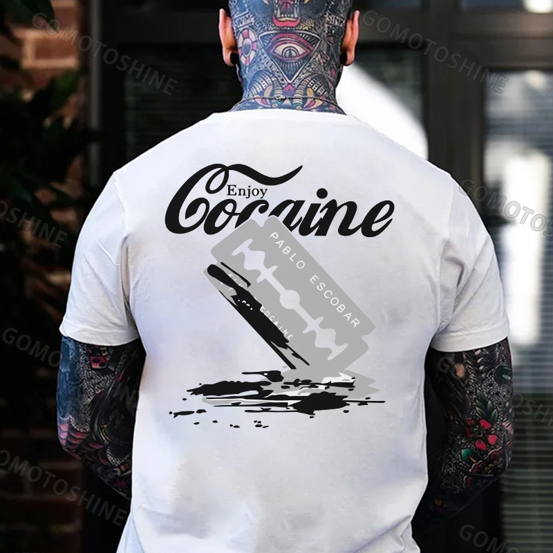 ENJOY COCAINE PABLO ESCOBAR Black Print T-shirt
