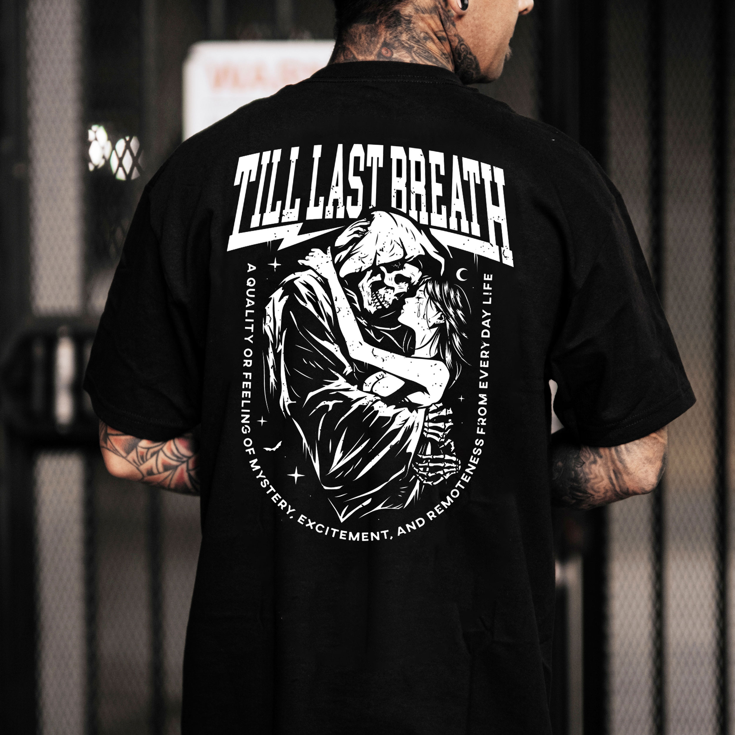 TILL LAST BREATH Skull and Lover Black Print T-Shirt