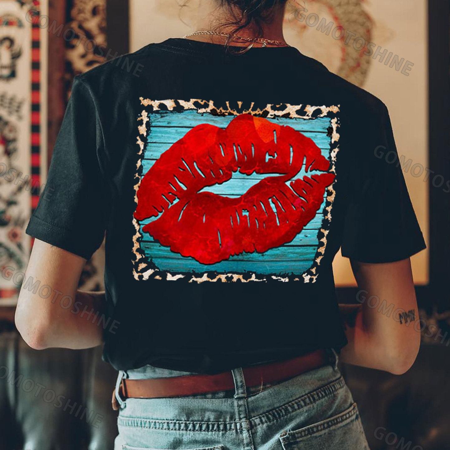 Big Red Lips Print Women's T-shirt