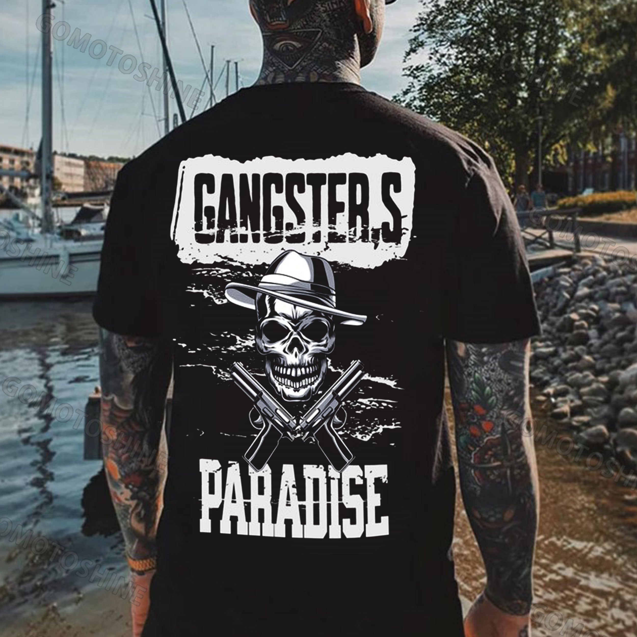 GANGSTER'S PARADISE Skull Print Men's T-Shirt