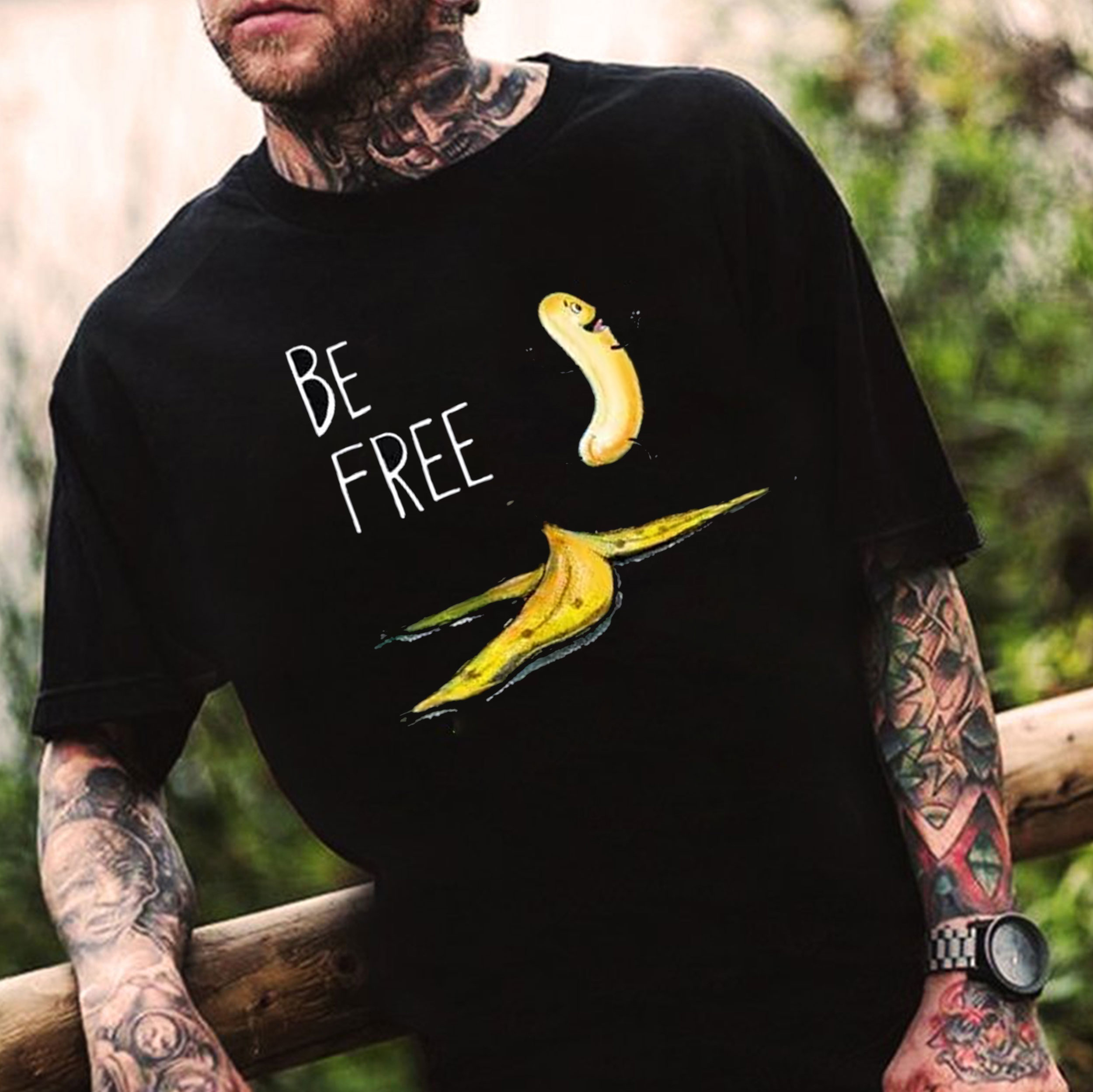 BE FREE Peeled Banana Black Print T-Shirt