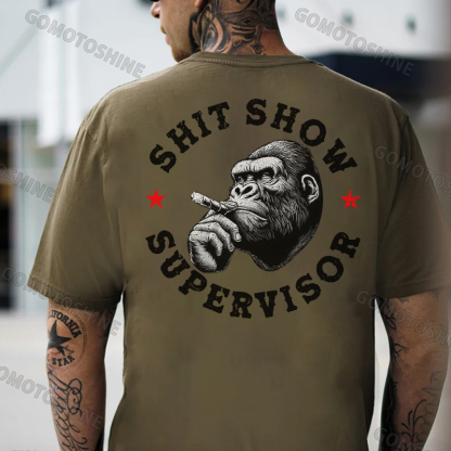 SHIT SHOW SUPERVISOR Chimpanzee Black Print T-shirt