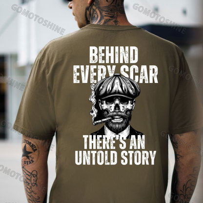 BEHIND EVERY SCAR THERE'S AN UNTOLD STORY Gangster Skeleton Print Men's T-Shirt