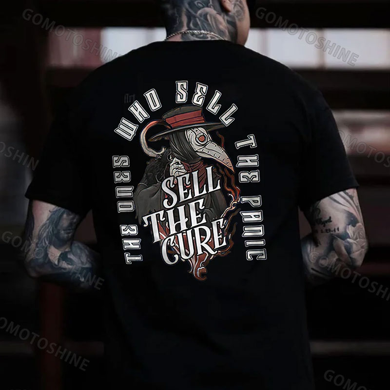 THE ONES WHO SELL THE PANIC SELL THE CURE Plague Doctor Print Men's T-Shirt
