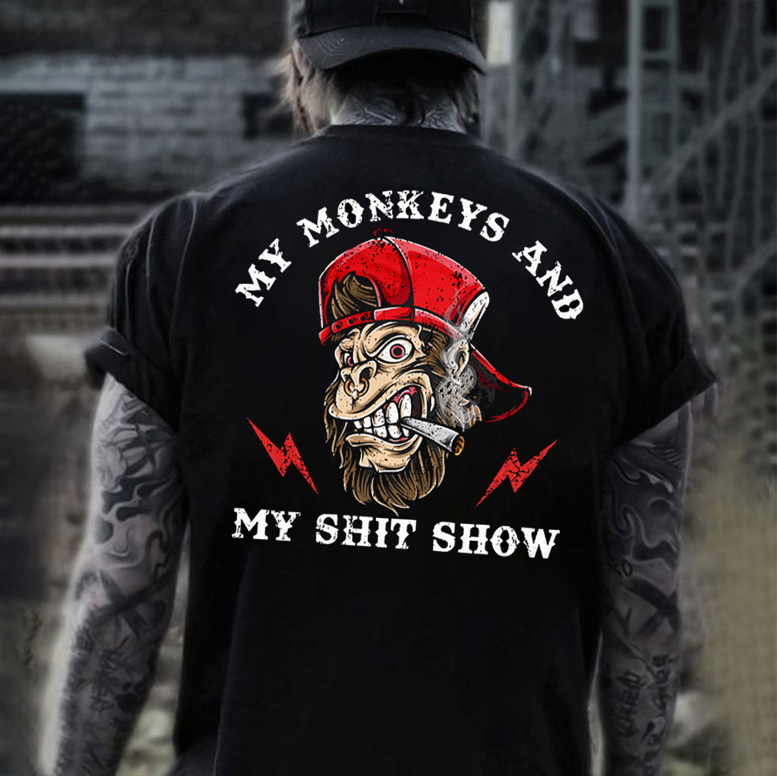 MY MONKEYS AND MY SHIT SHOW Print T-Shirt