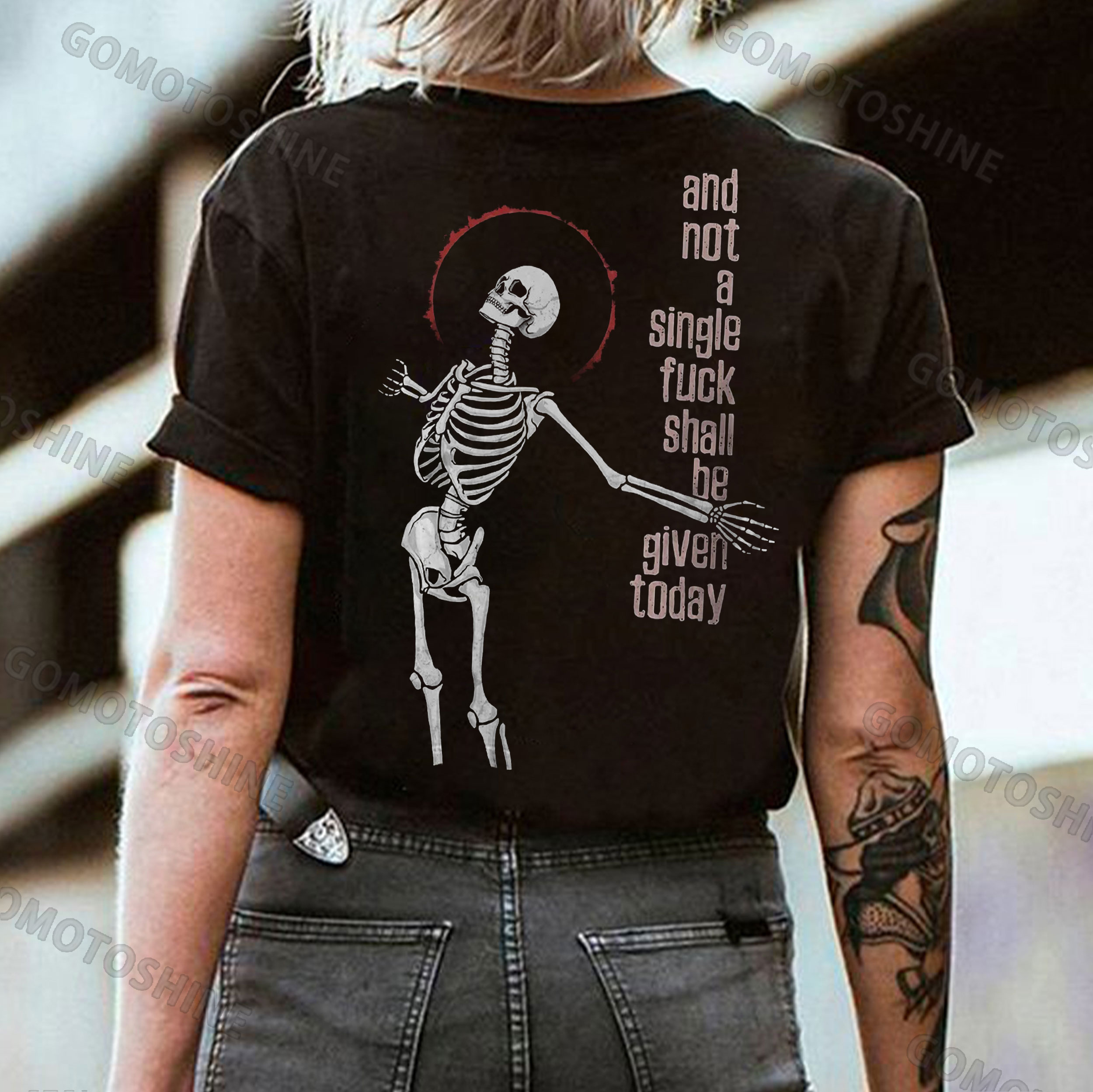 AND NOT A SINGLE FUCK SHALL BE GIVEN TODAY Skeleton Print Women's T-shirt