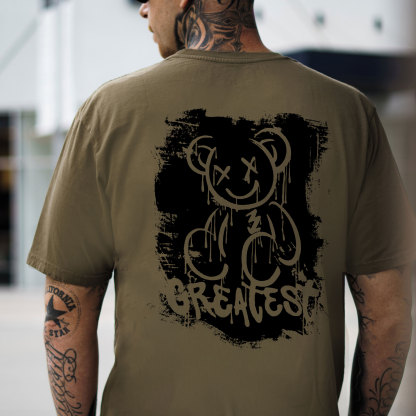 GREATEST Teddy Bear Pink Pattern Black Print T-shirt