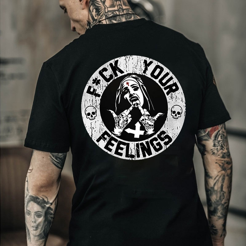 F*ck Your Feelings Black Print T-Shirt Image - 14