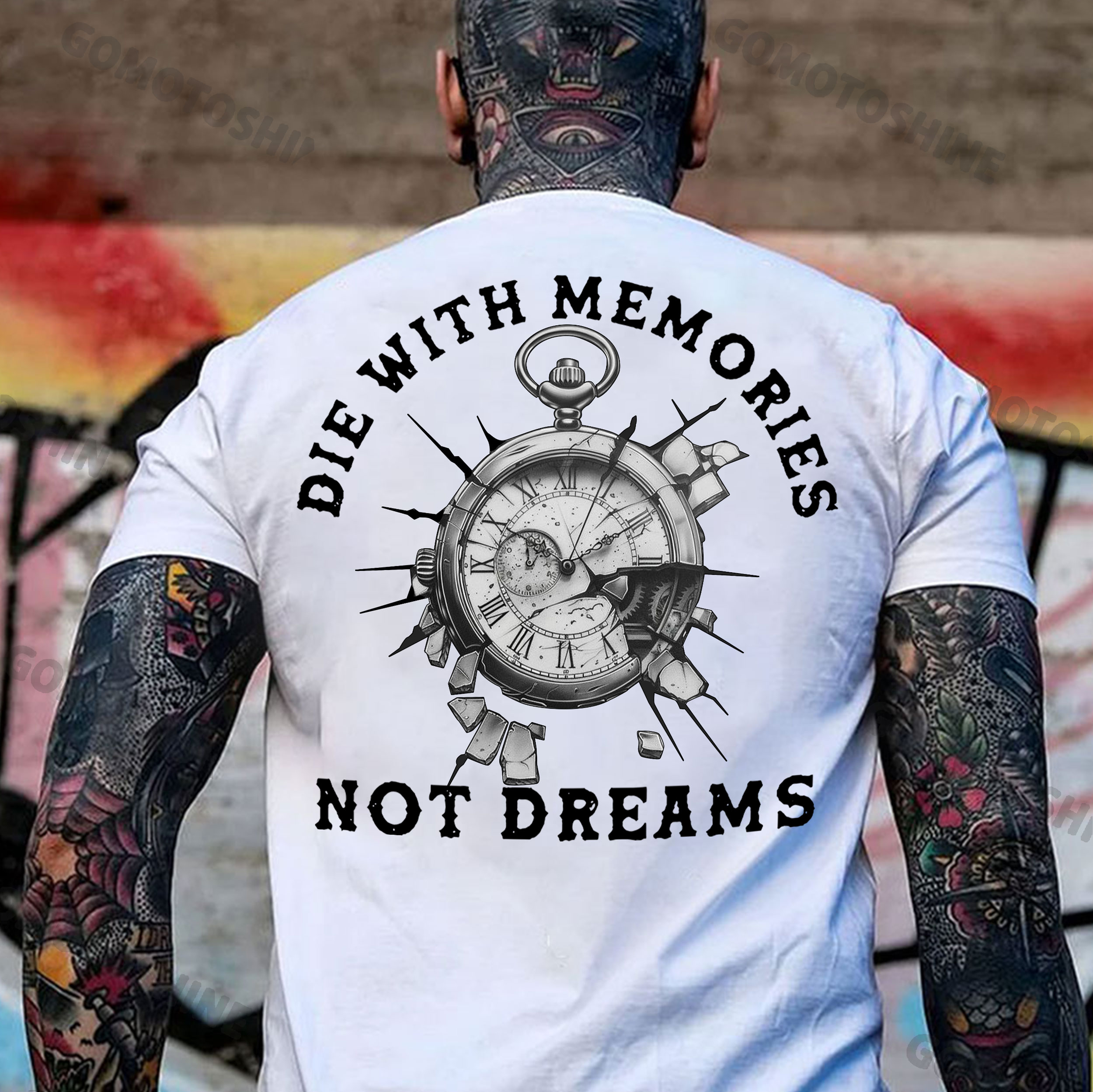 DIE WITH MEMORIES NOT DREAMS Broken Stopwatch Print Men's T-Shirt