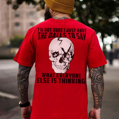 I'm Not Rude I Just Have The Balls To Say Broken Skull Print Men's T-Shirt