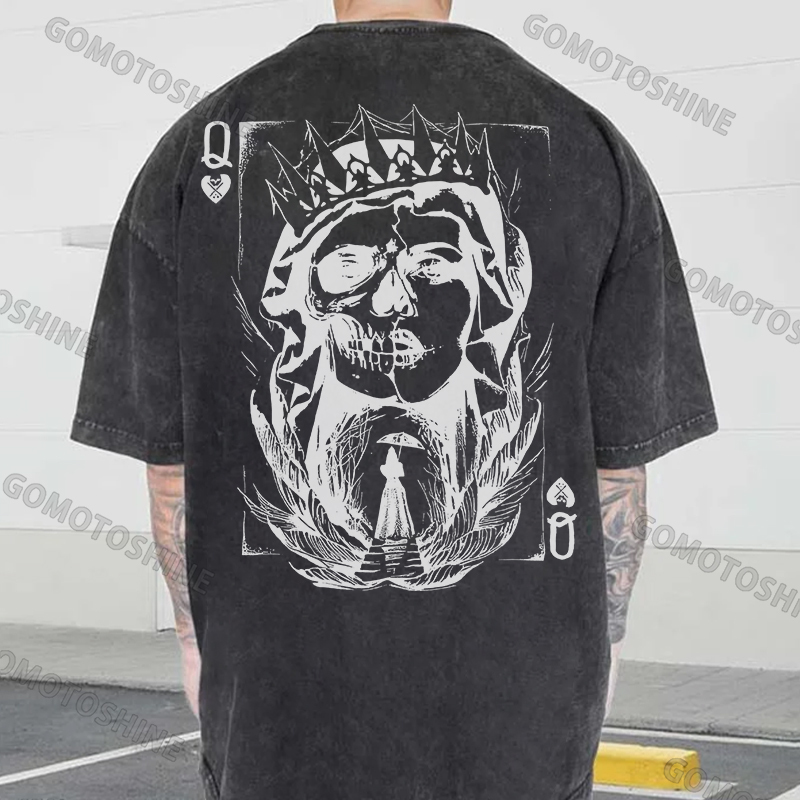 POKER Q Gloomy Queen Men's Washed T-shirt