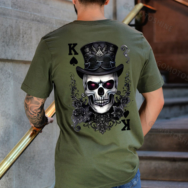 POKER K Spades Skull Print Men's T-Shirt