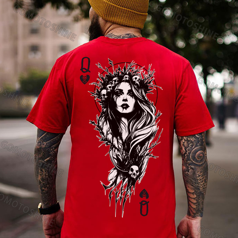 POKER Q Gloomy Queen Print Men's T-Shirt