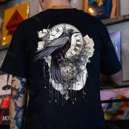 Crow Of Time Print Men's T-Shirt