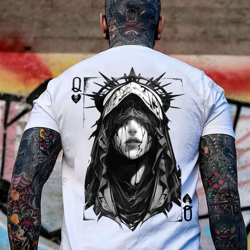 POKER Q Bleeding Nun Print Men's T-Shirt