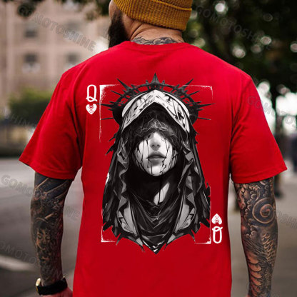 POKER Q Bleeding Nun Print Men's T-Shirt