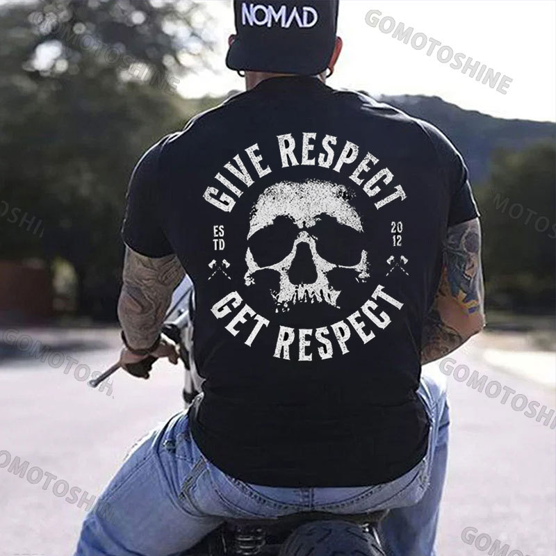 GIVE RESPECT GET RESPECT Skull Print Men's T-Shirt