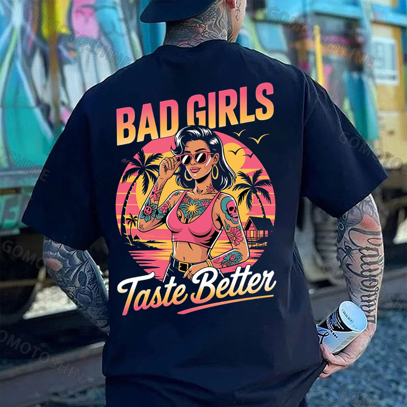 BAD GIRLS TASTE BETTER Vacation Tattooed Lady Print Men's T-Shirt