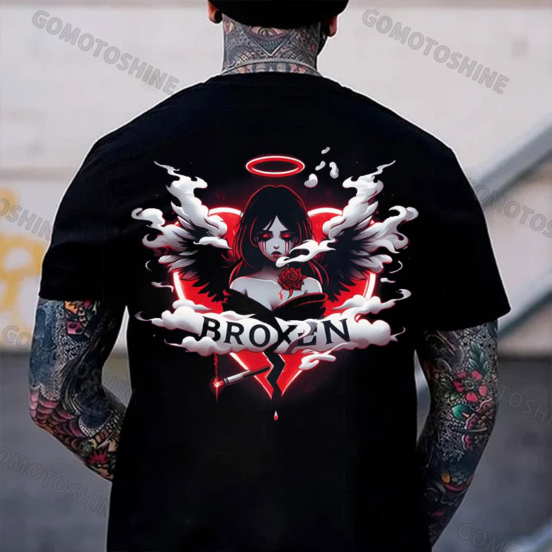 BROKEN Heartbreak Fallen Angel Print Men's T-Shirt