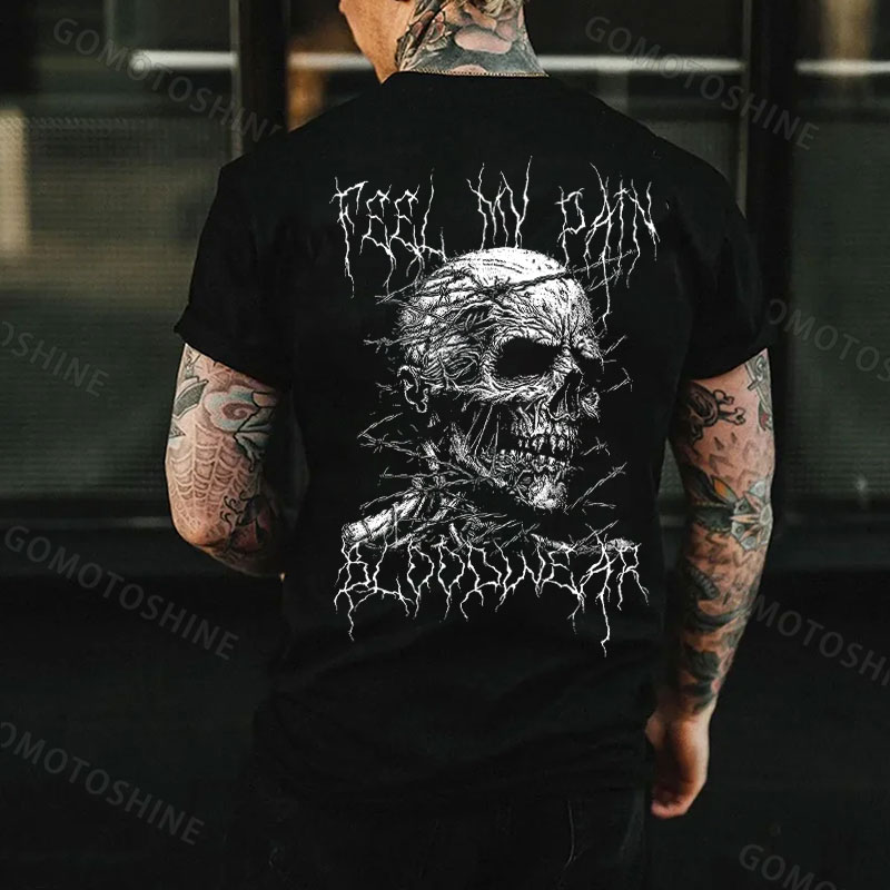 FEEL MY PAIN Skeleton Print Men's T-Shirt