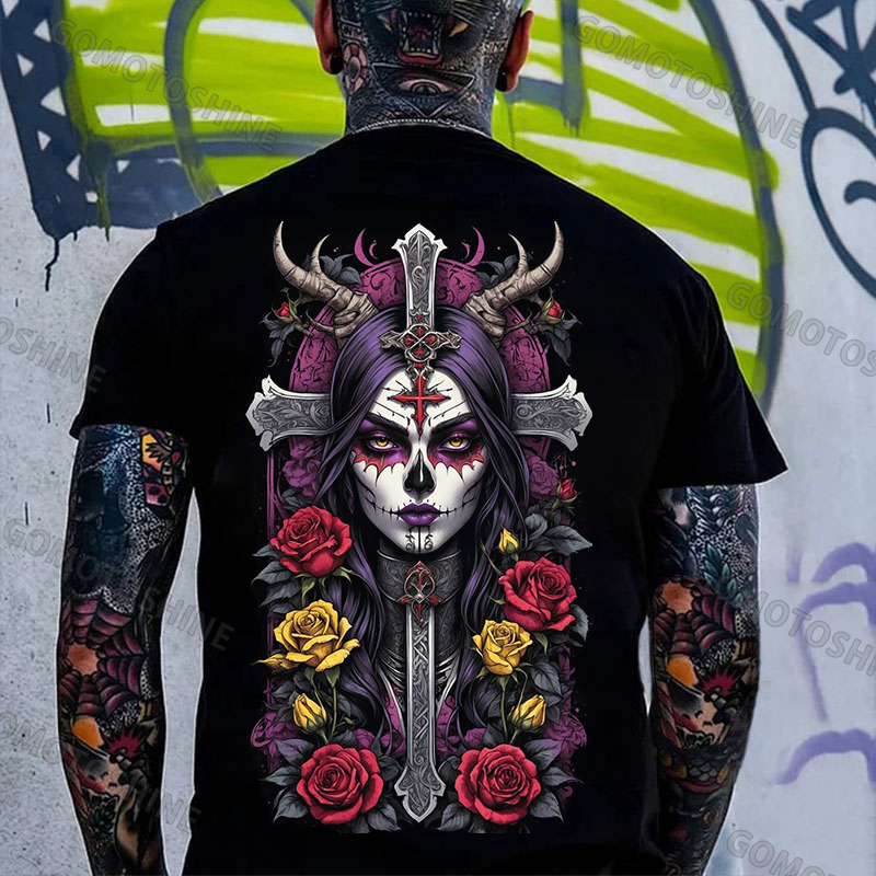 Crucifix Zombie Witch Print Men's T-Shirt