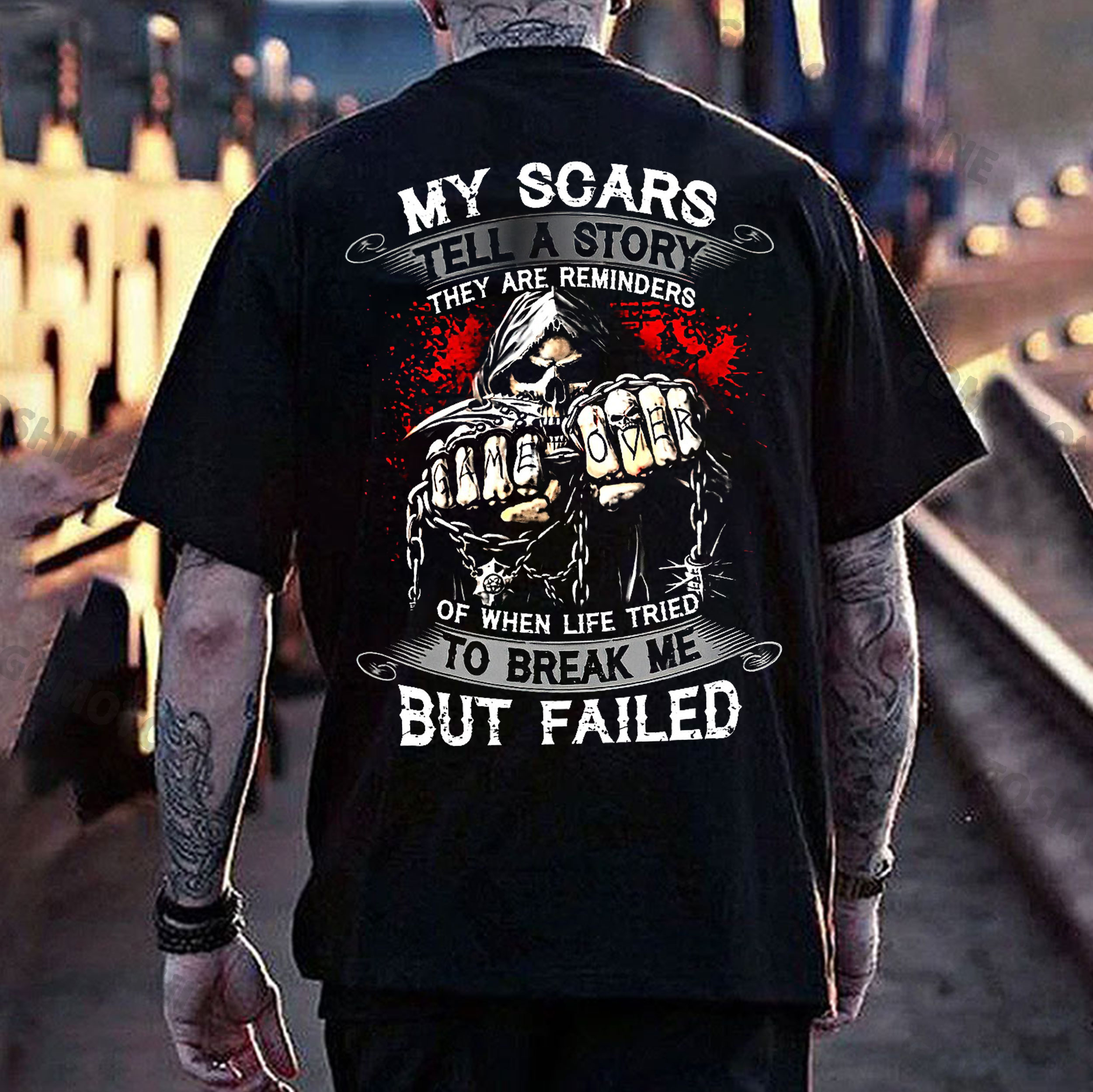 MY SCARS TELL A STORY Skeleton Print Men's T-Shirt