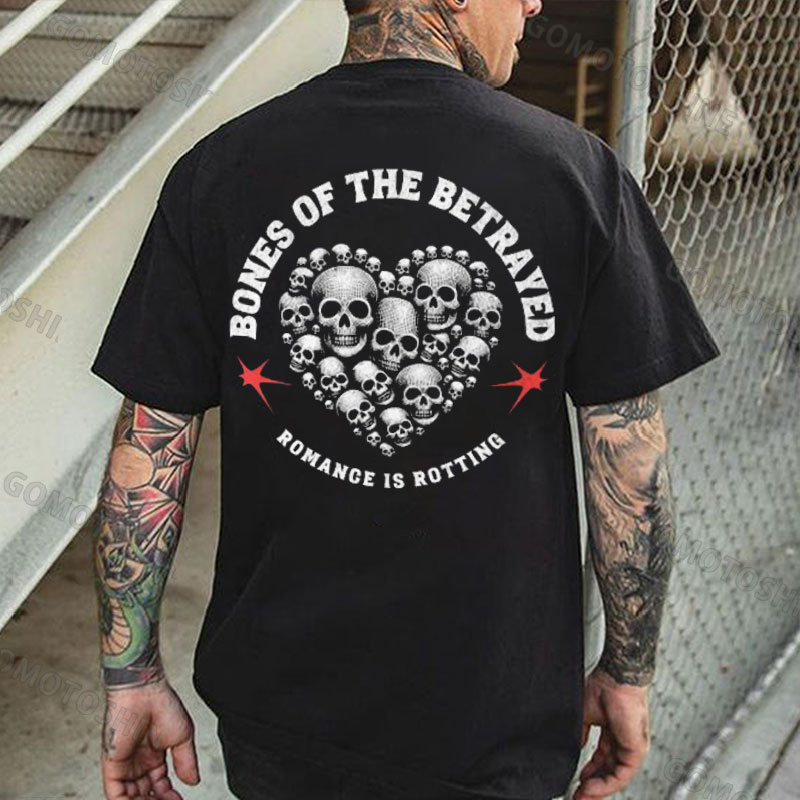 BONES OF THE BETRAYED Skull Heart Print Men's T-Shirt