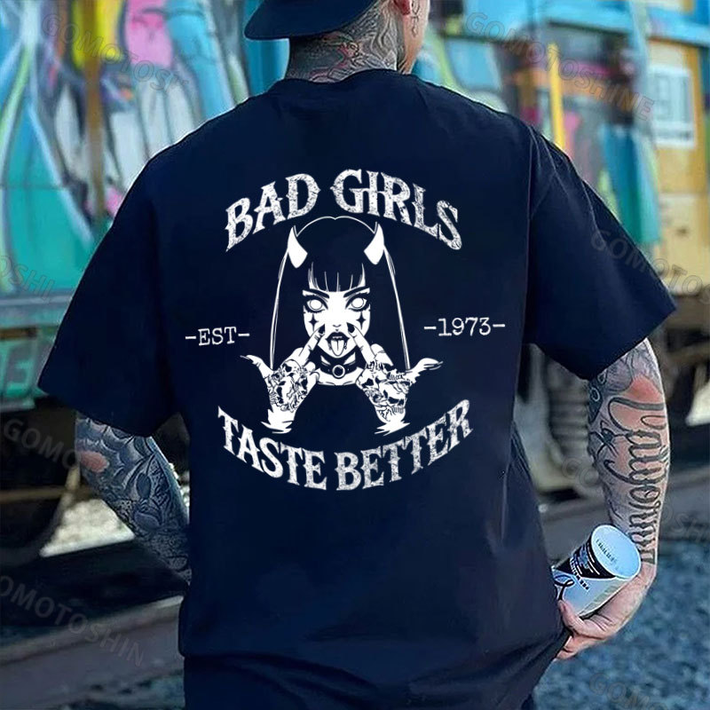 BAD GIRLS TASTE BETTER Defiant Devil Girl Print Men's T-Shirt