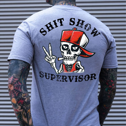 SHIT SHOW SUPERVISOR Skull Print T-Shirt Image - 3