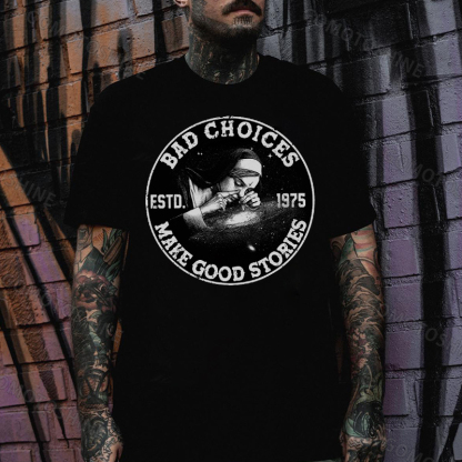 BAD CHOICES MAKE GOOD STORIES Smoking Nun Print Men's T-shirt